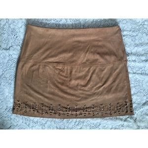Camel Faux Suede Mini Skirt